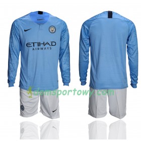 Koszulka Manchester City Dziecięcy Domowe Koszulki Piłkarskie 2018-2019 Długi Rękaw